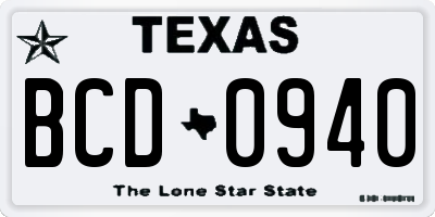 TX license plate BCD0940