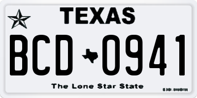 TX license plate BCD0941