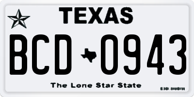 TX license plate BCD0943