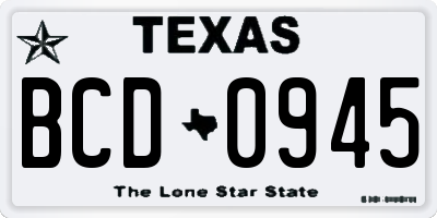 TX license plate BCD0945