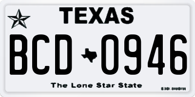 TX license plate BCD0946