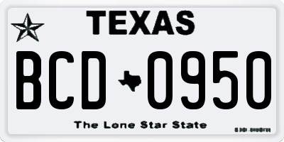 TX license plate BCD0950