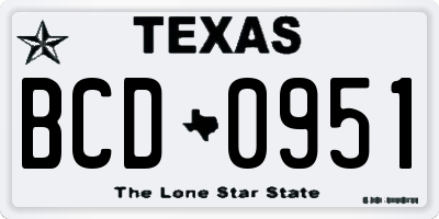 TX license plate BCD0951