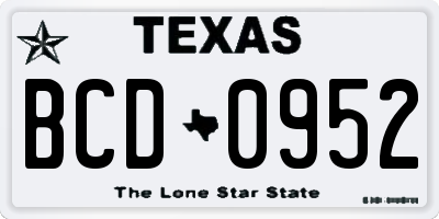 TX license plate BCD0952