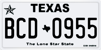 TX license plate BCD0955