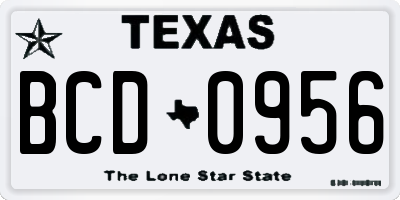 TX license plate BCD0956