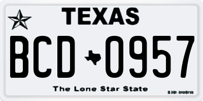 TX license plate BCD0957