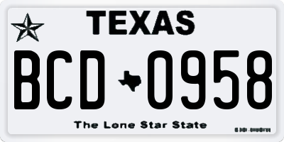 TX license plate BCD0958