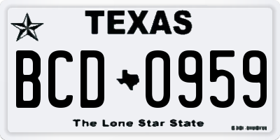 TX license plate BCD0959