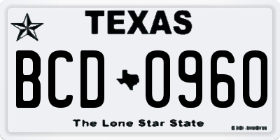 TX license plate BCD0960
