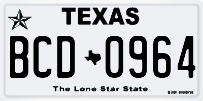 TX license plate BCD0964
