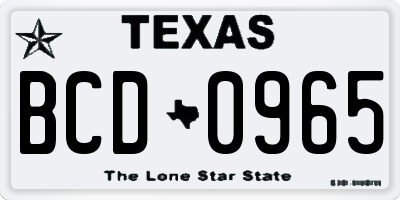 TX license plate BCD0965