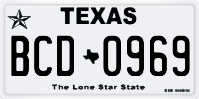 TX license plate BCD0969