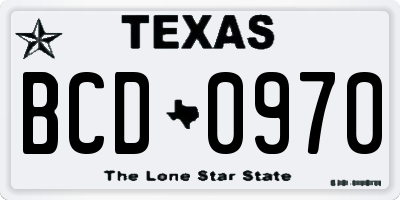 TX license plate BCD0970