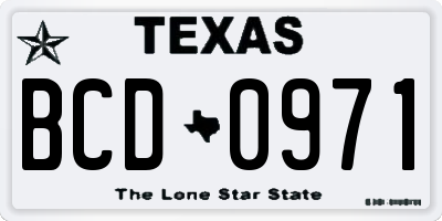TX license plate BCD0971