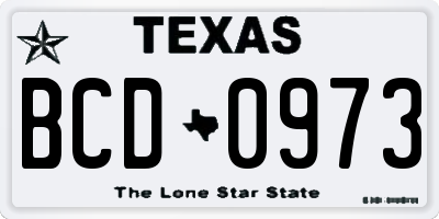 TX license plate BCD0973