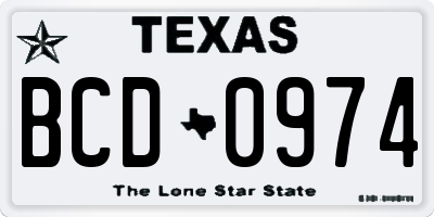 TX license plate BCD0974