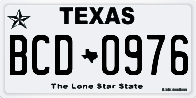 TX license plate BCD0976