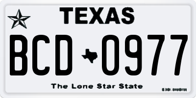 TX license plate BCD0977