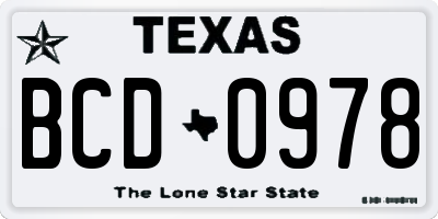 TX license plate BCD0978