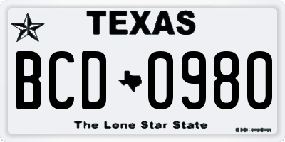 TX license plate BCD0980