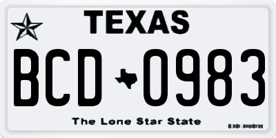 TX license plate BCD0983