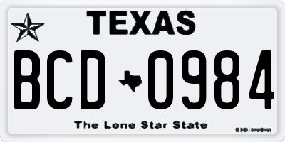 TX license plate BCD0984