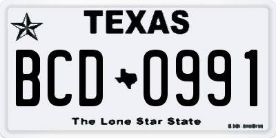 TX license plate BCD0991