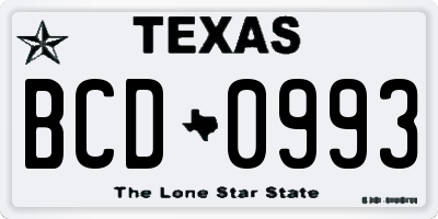TX license plate BCD0993