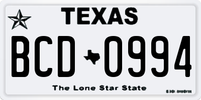 TX license plate BCD0994