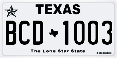 TX license plate BCD1003