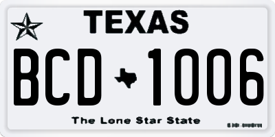 TX license plate BCD1006
