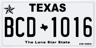 TX license plate BCD1016