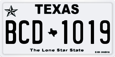 TX license plate BCD1019