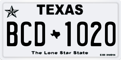 TX license plate BCD1020