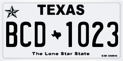 TX license plate BCD1023