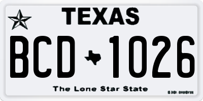 TX license plate BCD1026