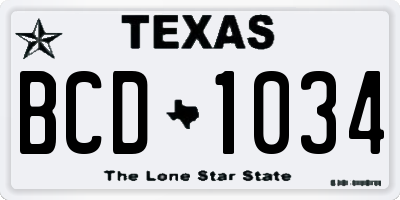TX license plate BCD1034