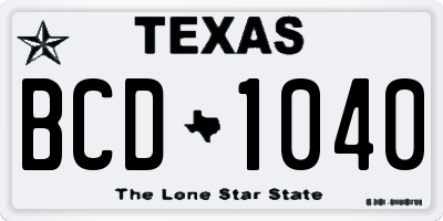 TX license plate BCD1040