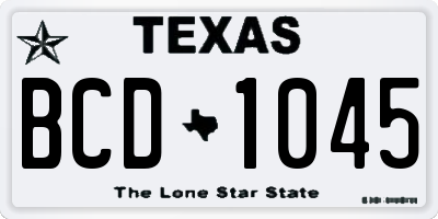 TX license plate BCD1045