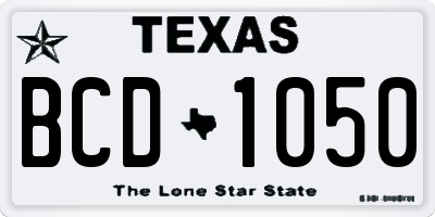 TX license plate BCD1050