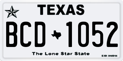 TX license plate BCD1052