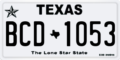 TX license plate BCD1053