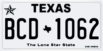 TX license plate BCD1062