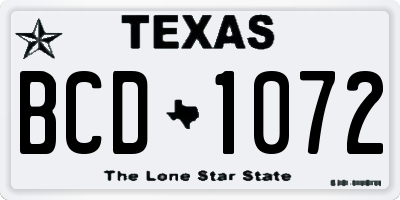 TX license plate BCD1072
