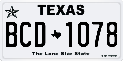 TX license plate BCD1078