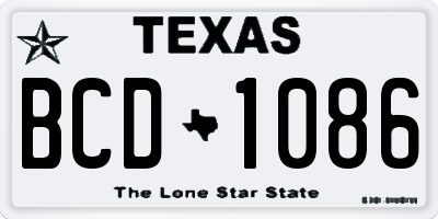 TX license plate BCD1086