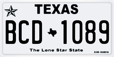 TX license plate BCD1089