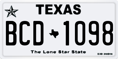 TX license plate BCD1098