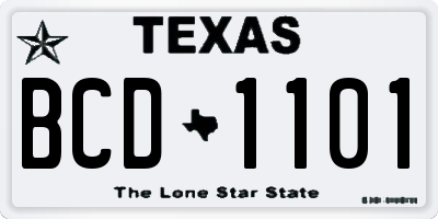 TX license plate BCD1101